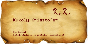 Kukoly Krisztofer névjegykártya